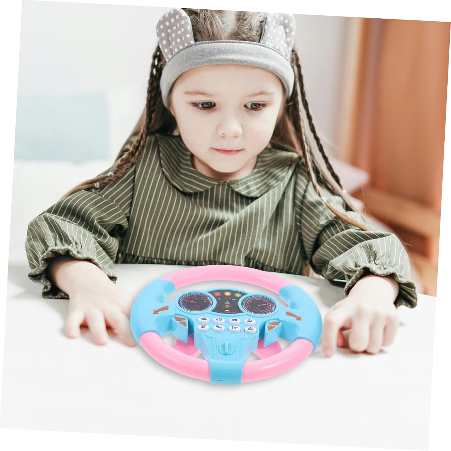 عجلة القيادة للأطفال - زهري - KIDSBOX