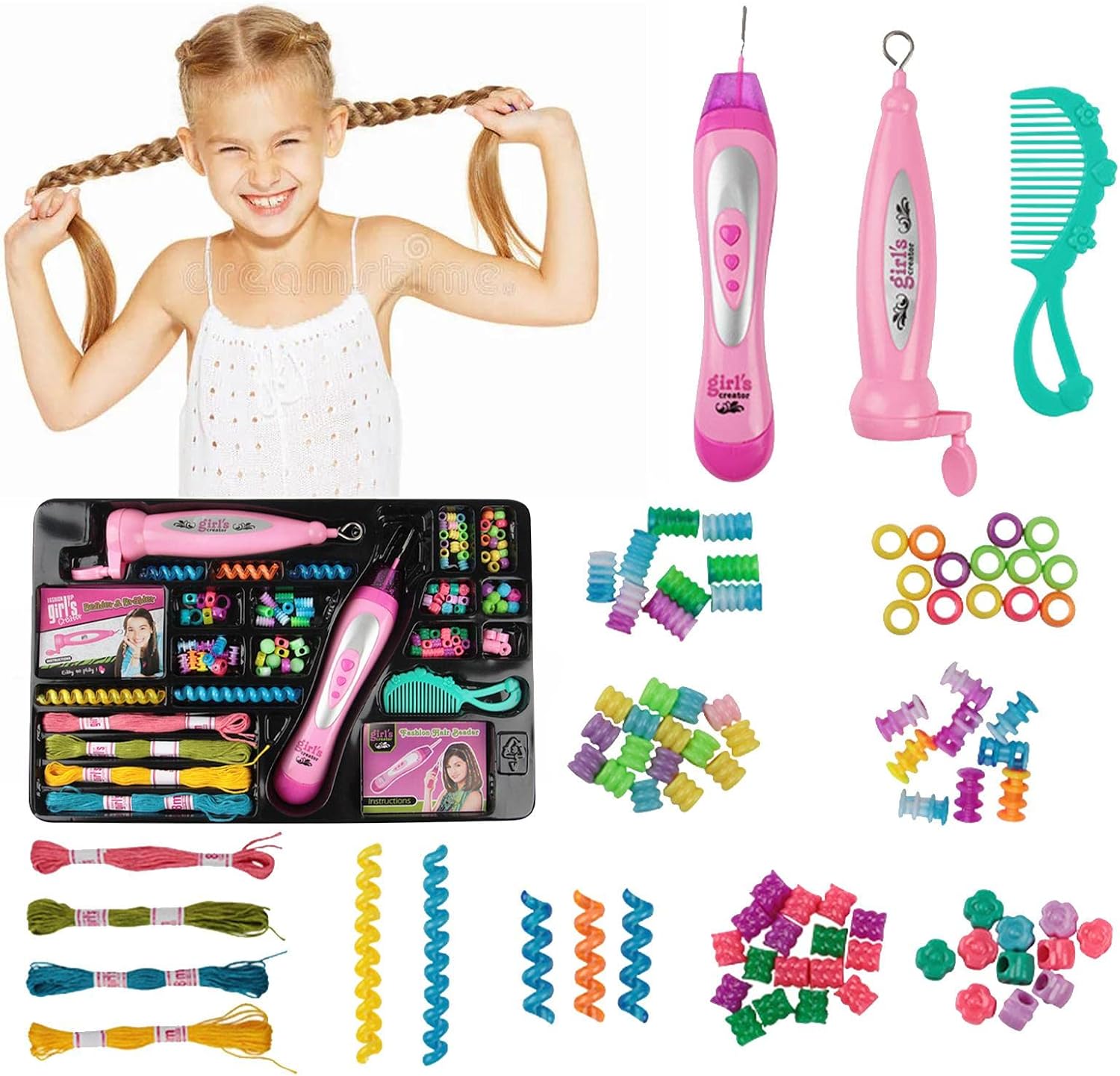 آلة تزيين الشعر بالخرز 2 في 1 - KIDSBOX
