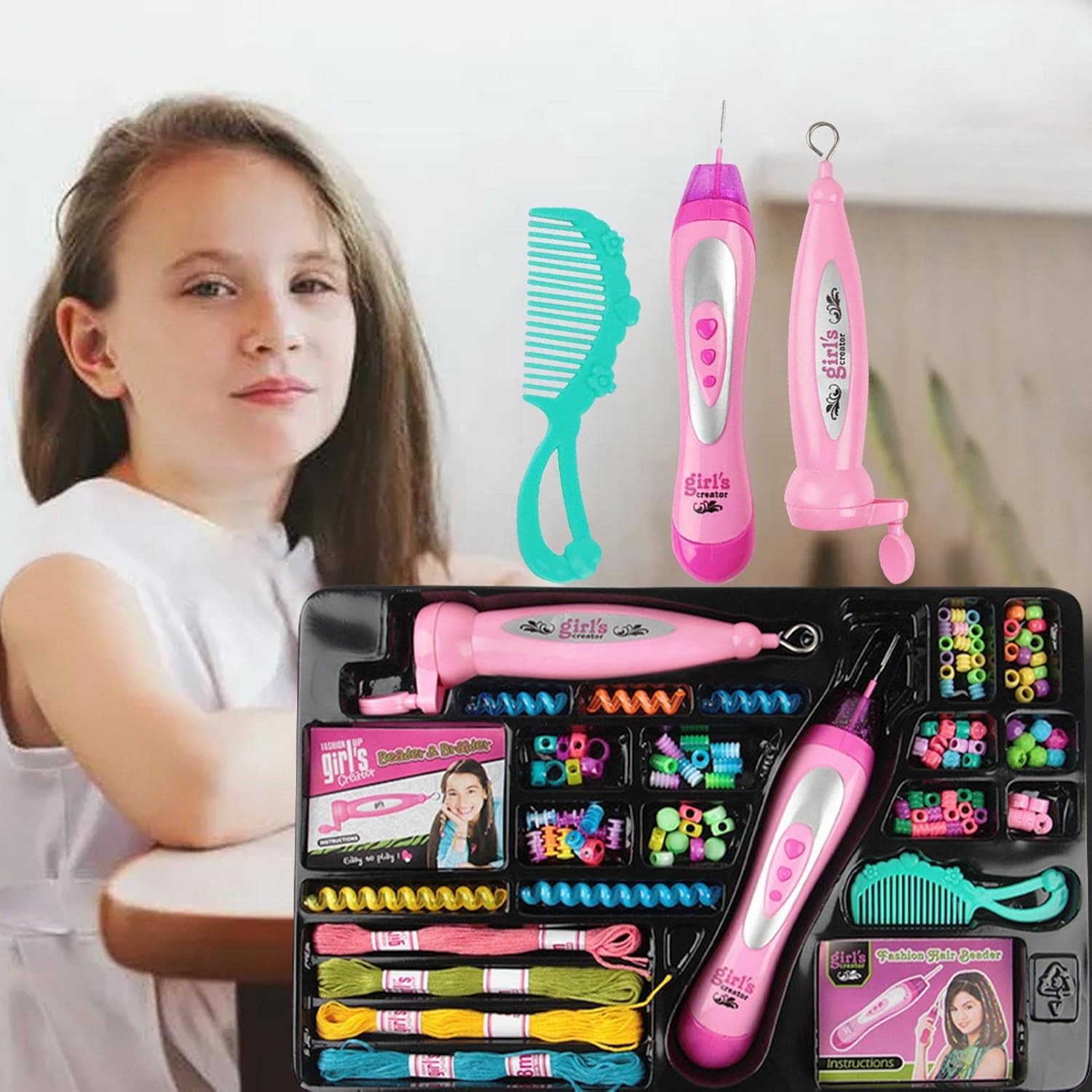 آلة تزيين الشعر بالخرز 2 في 1 - KIDSBOX