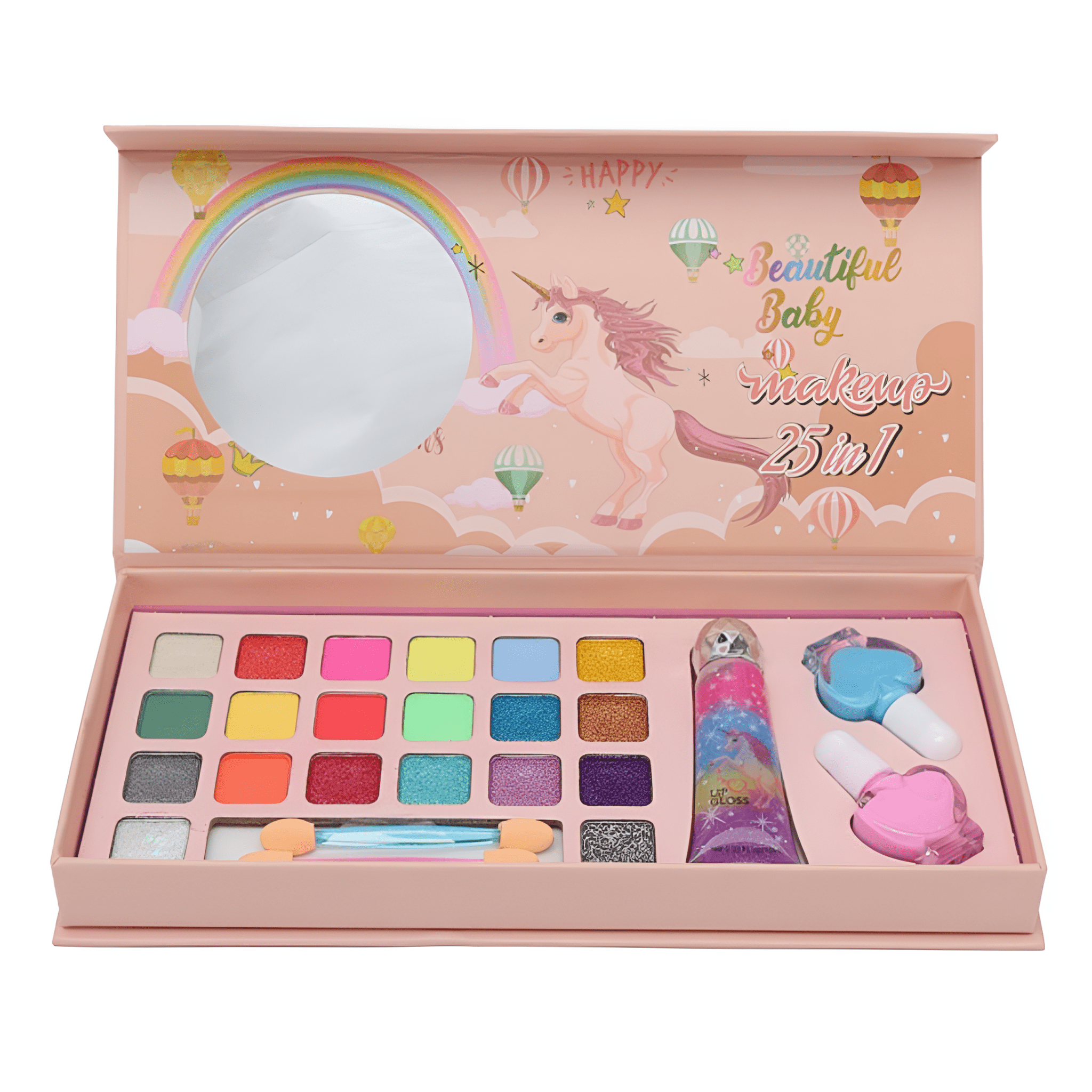 علبة مكياج يونيكورن طبقة واحدة 25 قطعة - KIDSBOX