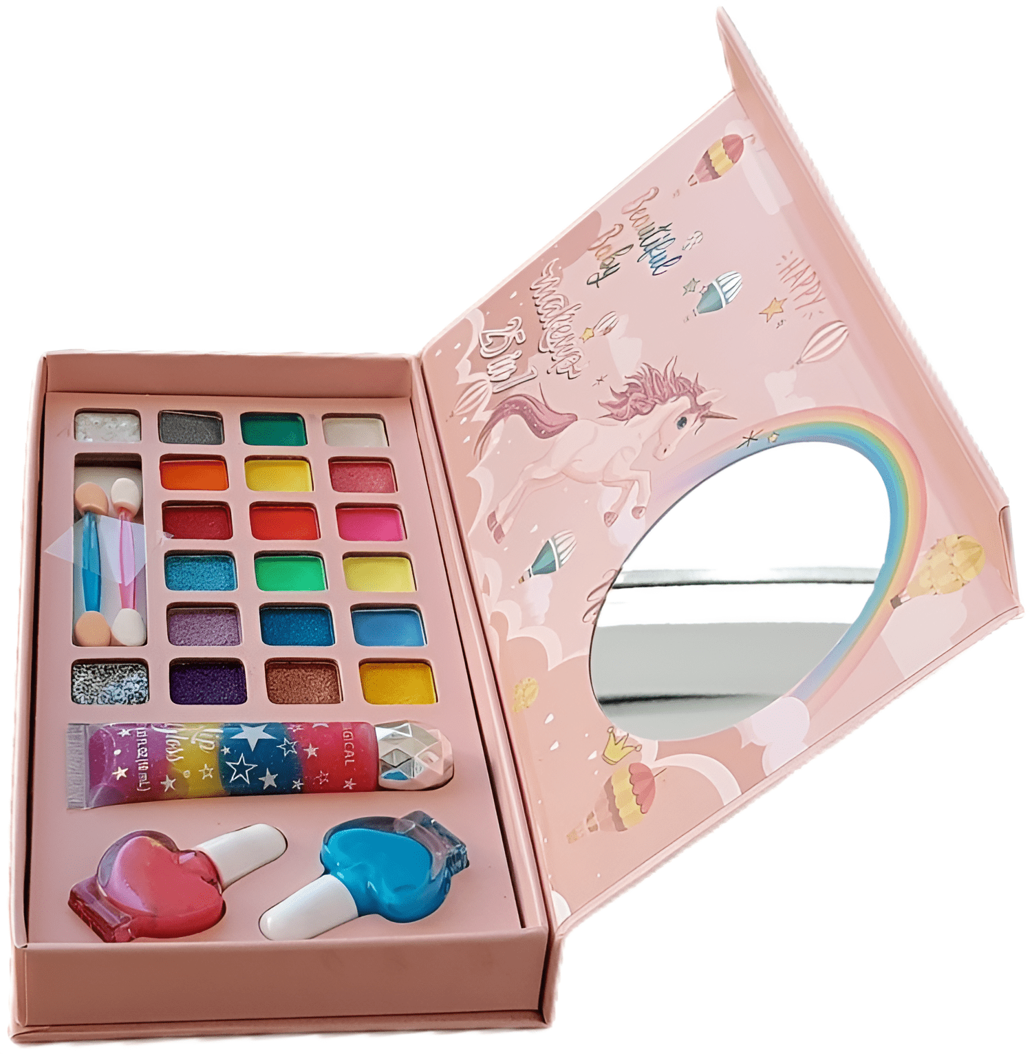 علبة مكياج يونيكورن طبقة واحدة 25 قطعة - KIDSBOX