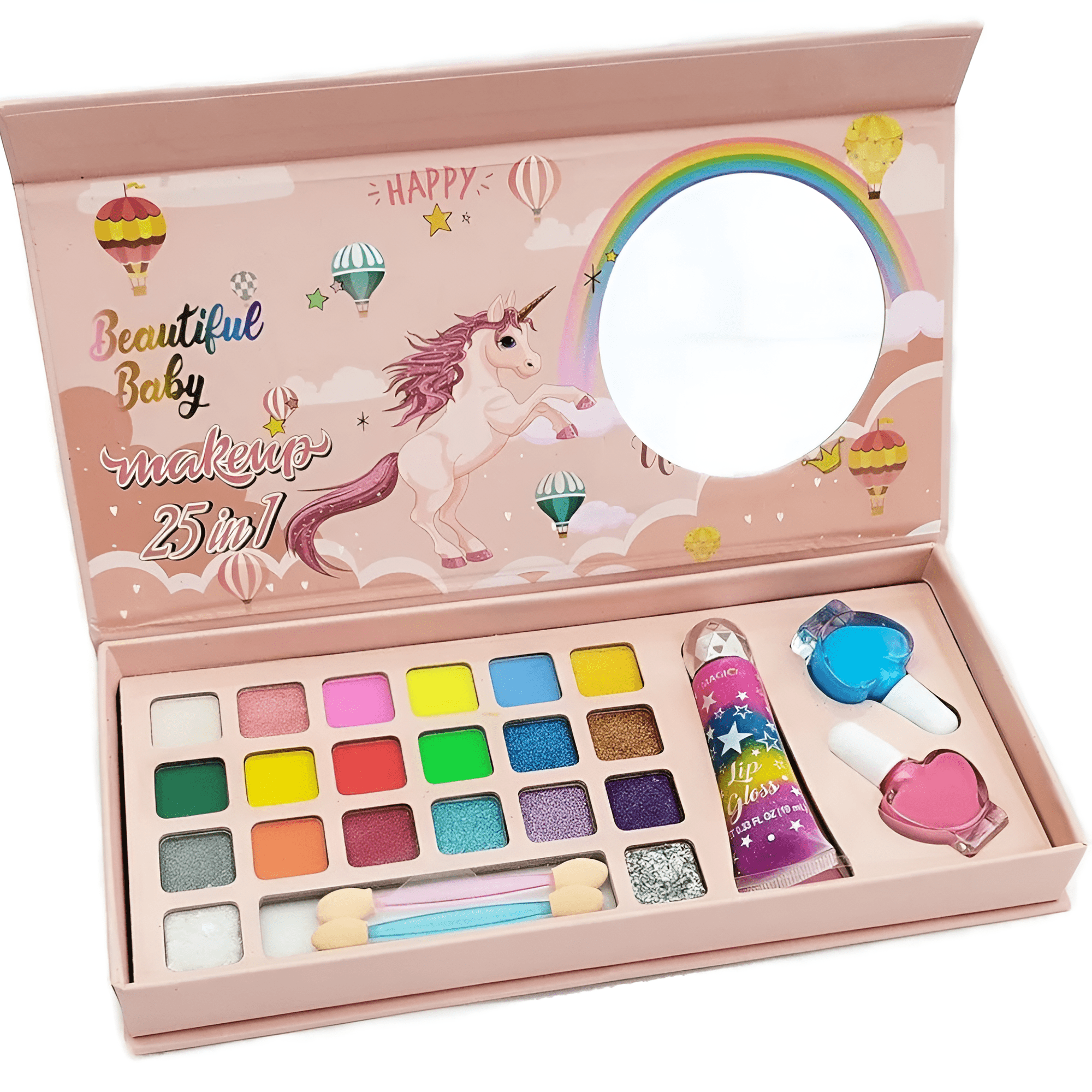 علبة مكياج يونيكورن طبقة واحدة 25 قطعة - KIDSBOX