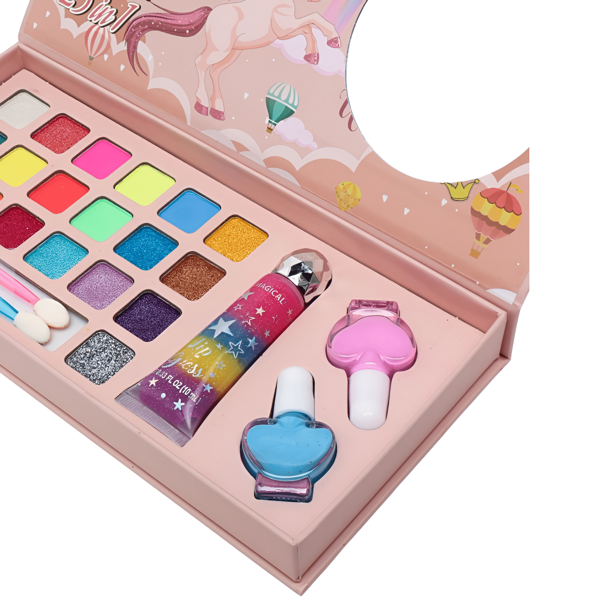 علبة مكياج يونيكورن طبقة واحدة 25 قطعة - KIDSBOX