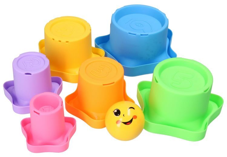 أكواب هرمية حسية للأطفال - نجوم + كرة - KIDSBOX