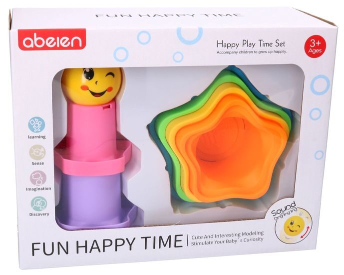 أكواب هرمية حسية للأطفال - نجوم + كرة - KIDSBOX