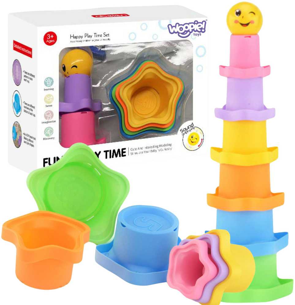 أكواب هرمية حسية للأطفال - نجوم + كرة - KIDSBOX