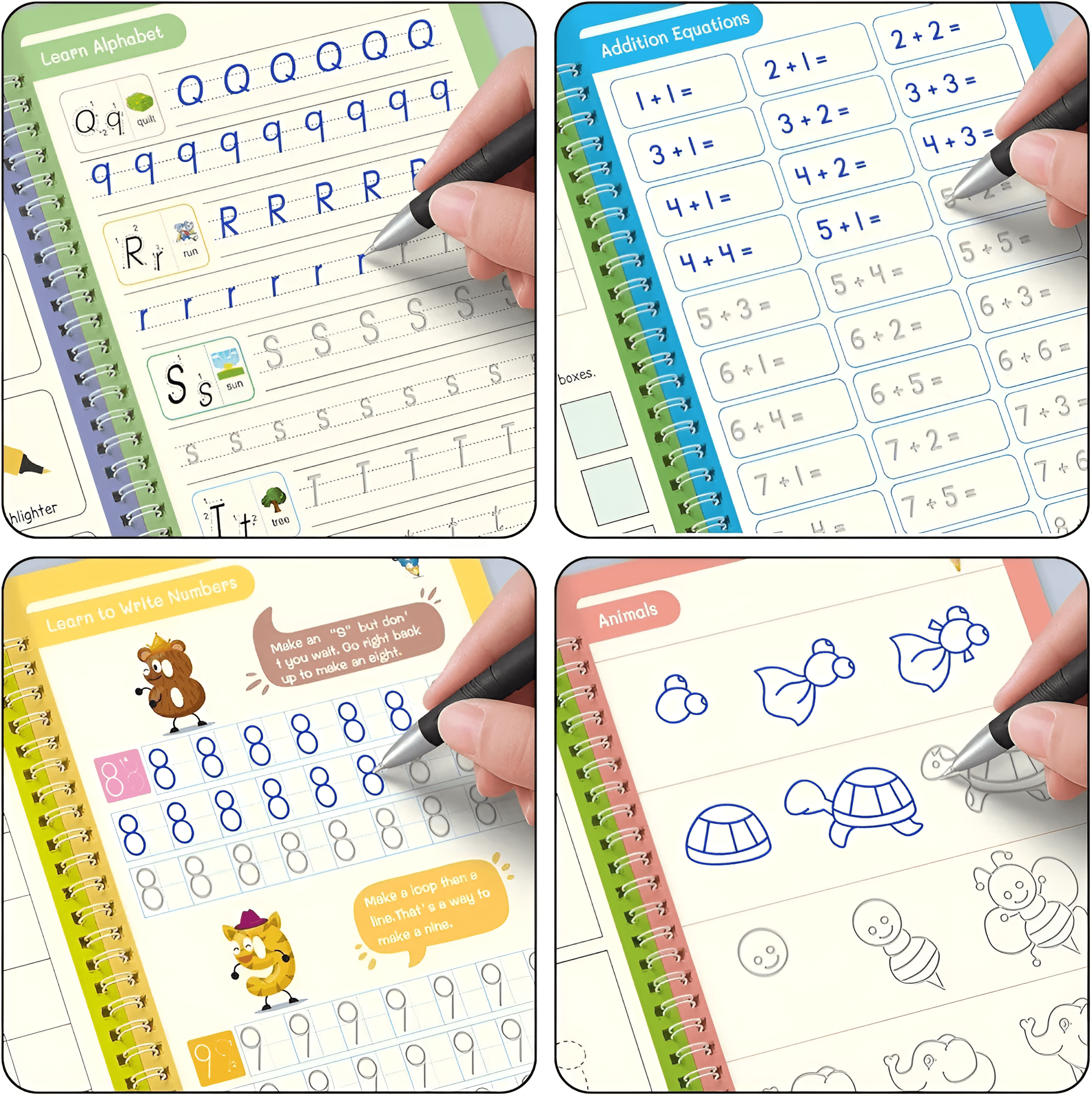 الدفتر التعليمي السحري 4 دفاتر باللغة العربية + 4 دفاتر باللغة الإنجليزية - KIDSBOX