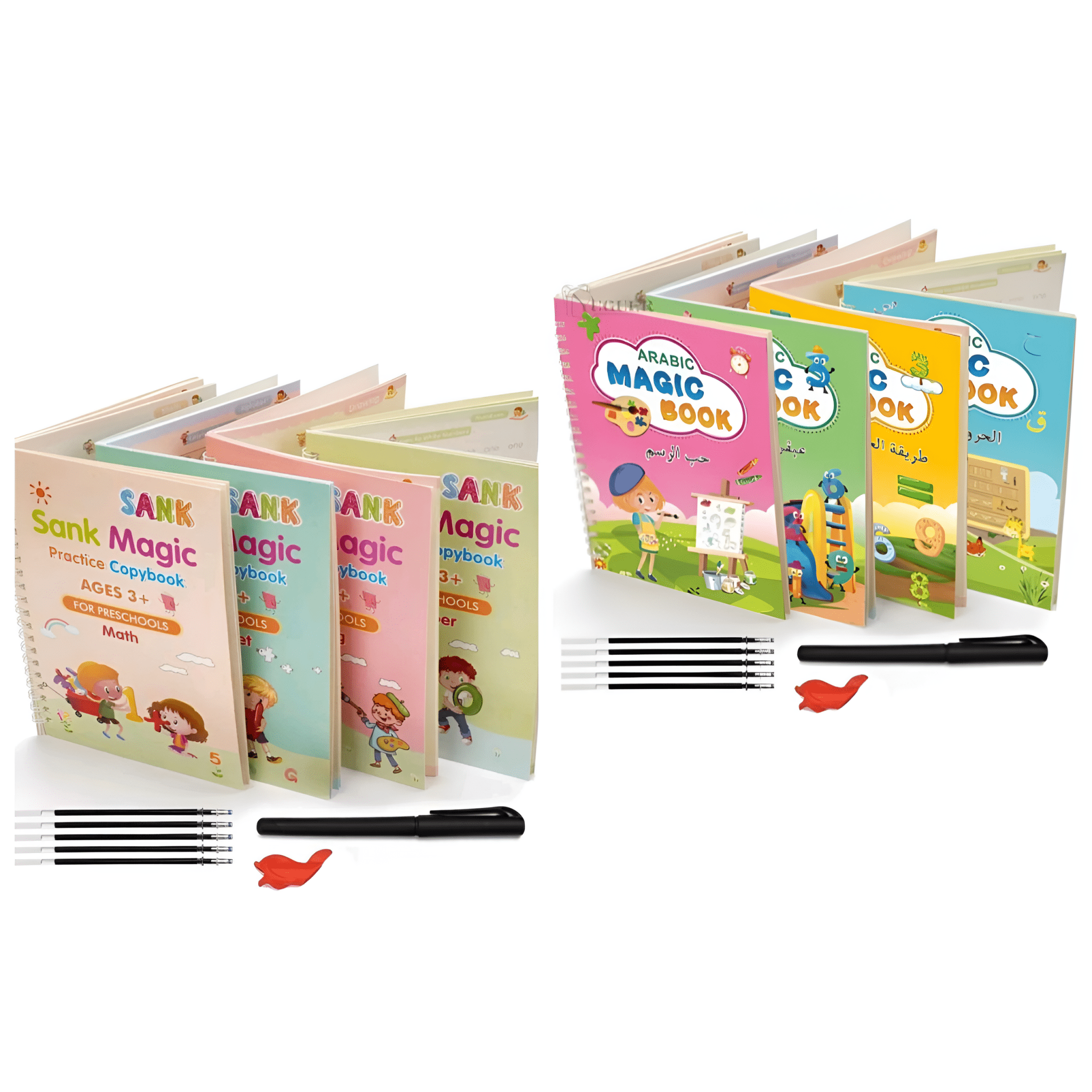 الدفتر التعليمي السحري 4 دفاتر باللغة العربية + 4 دفاتر باللغة الإنجليزية - KIDSBOX