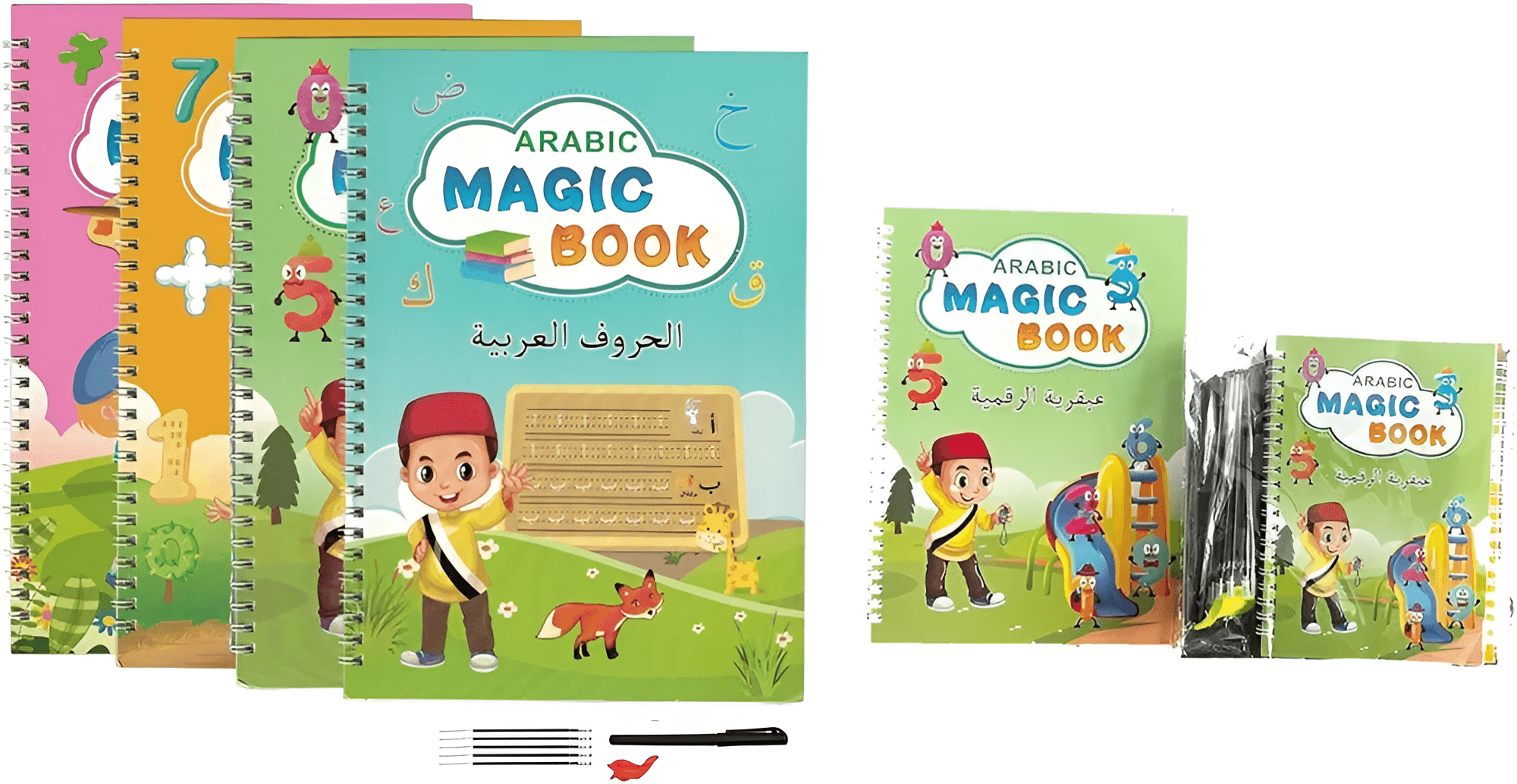 الدفتر التعليمي السحري 4 دفاتر باللغة العربية + 4 دفاتر باللغة الإنجليزية - KIDSBOX