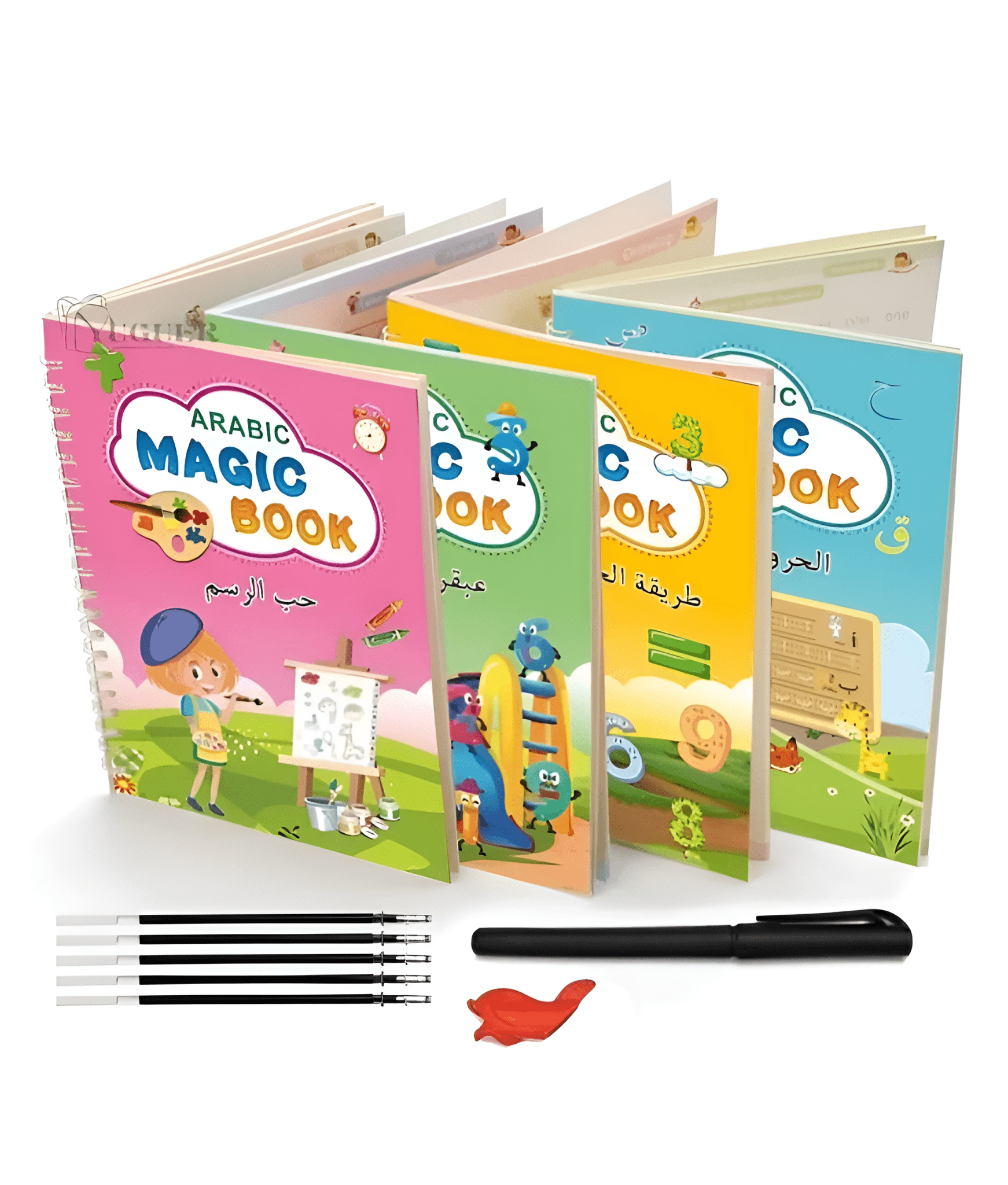 الدفتر التعليمي السحري 4 دفاتر باللغة العربية + 4 دفاتر باللغة الإنجليزية - KIDSBOX