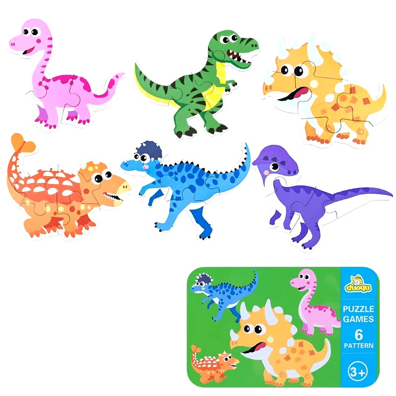 بازل خشب بعلبة معدن (ديناصور) - KIDSBOX