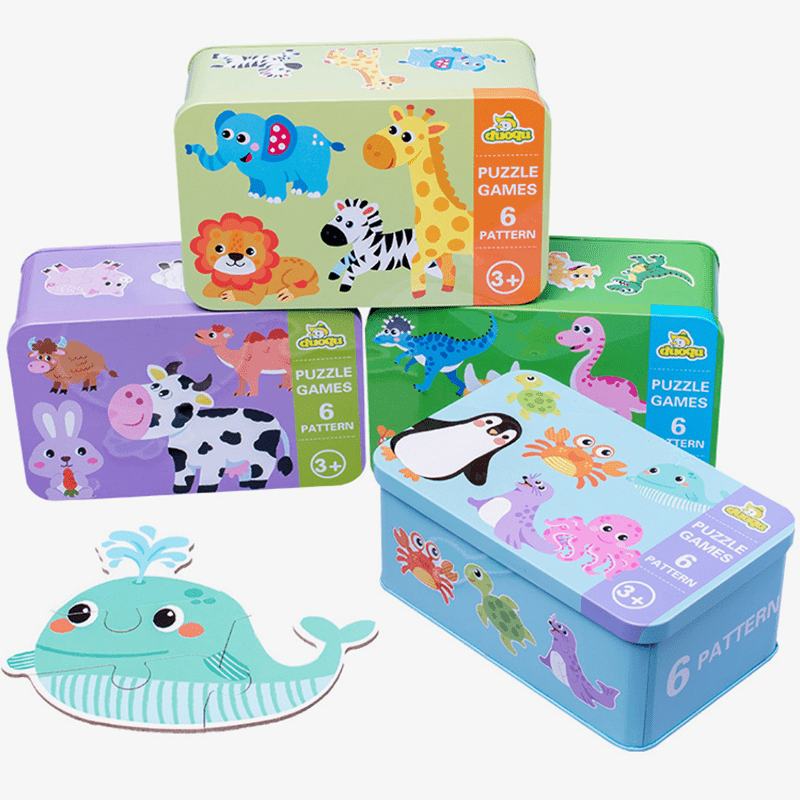 بازل خشب بعلبة معدن (ديناصور) - KIDSBOX
