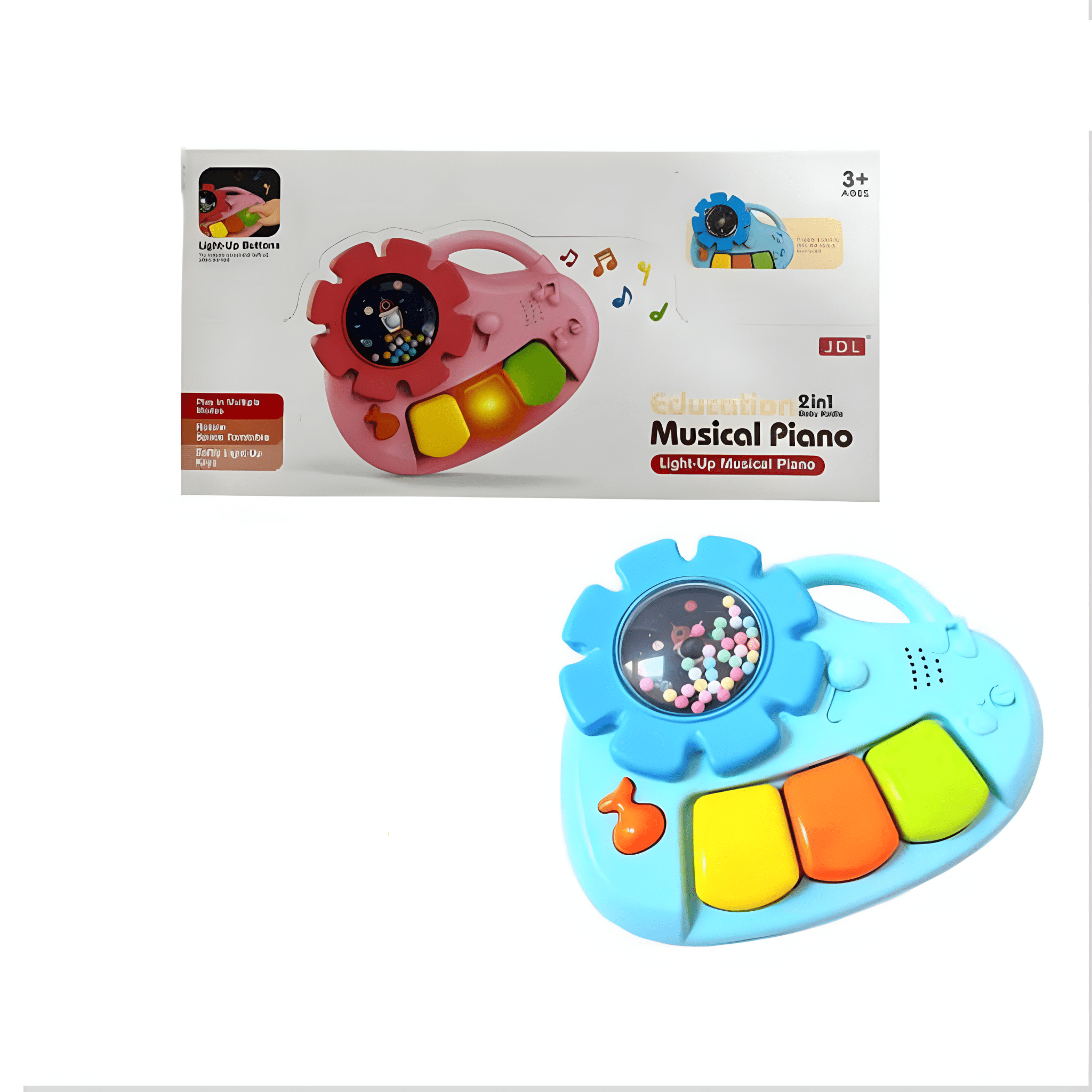 بيانو موسيقي تعليمي للأطفال 2 في 1 - أزرق - KIDSBOX