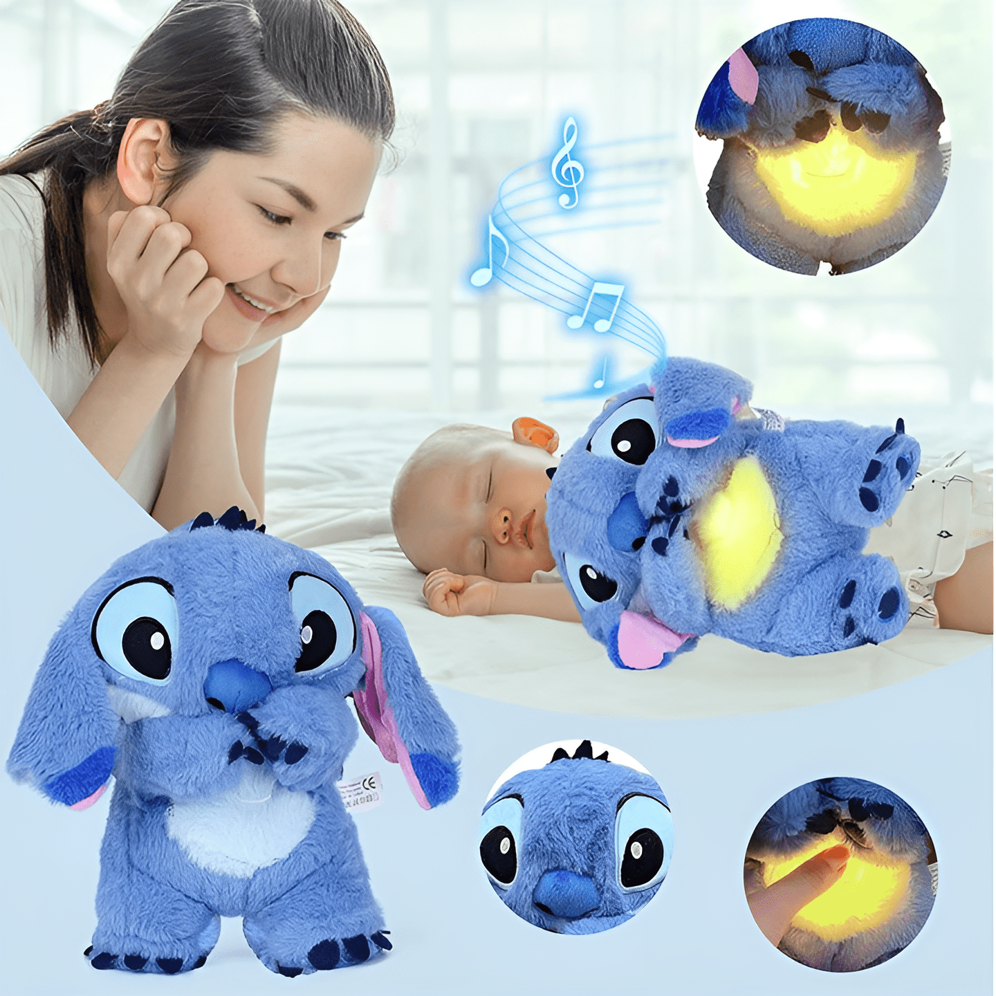 دب ستيتش بإضاءة وتنفس - لون أزرق - KIDSBOX