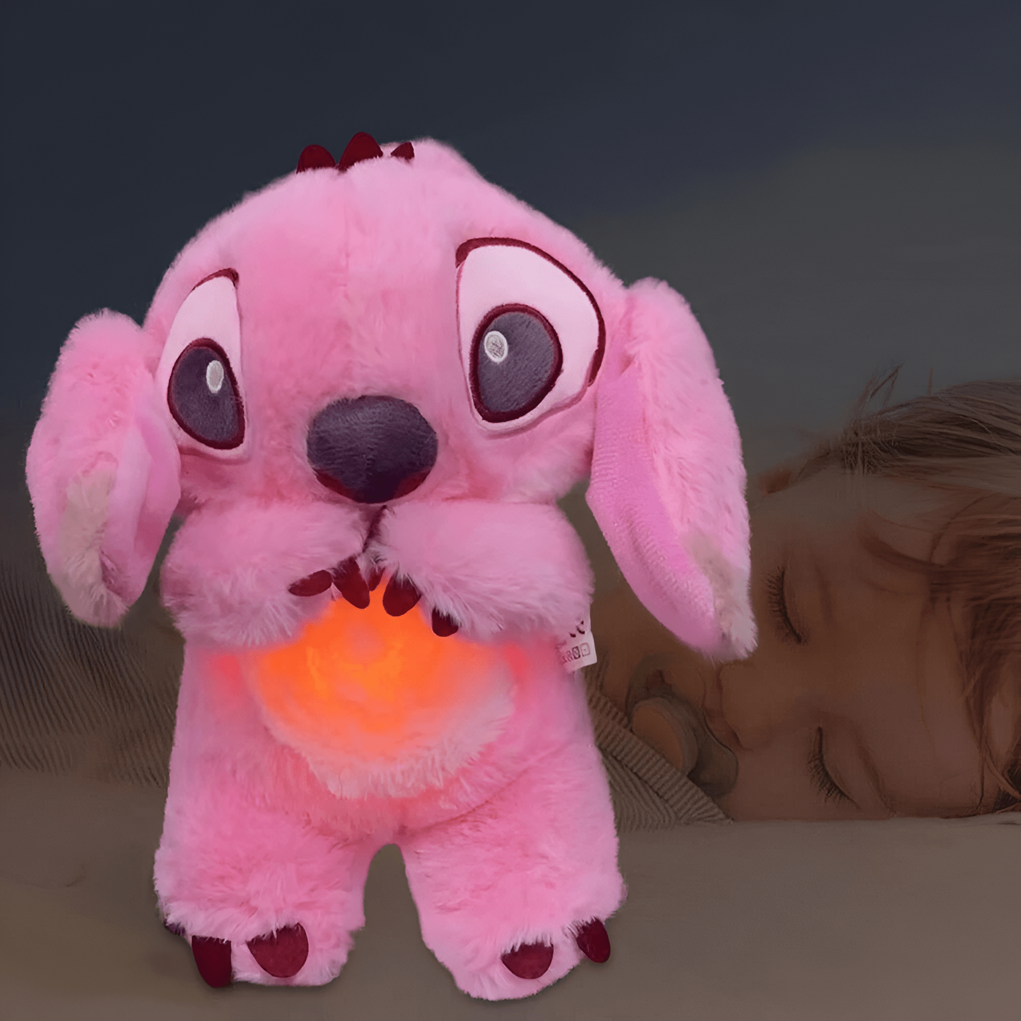دب ستيتش بإضاءة وتنفس - لون زهري - KIDSBOX