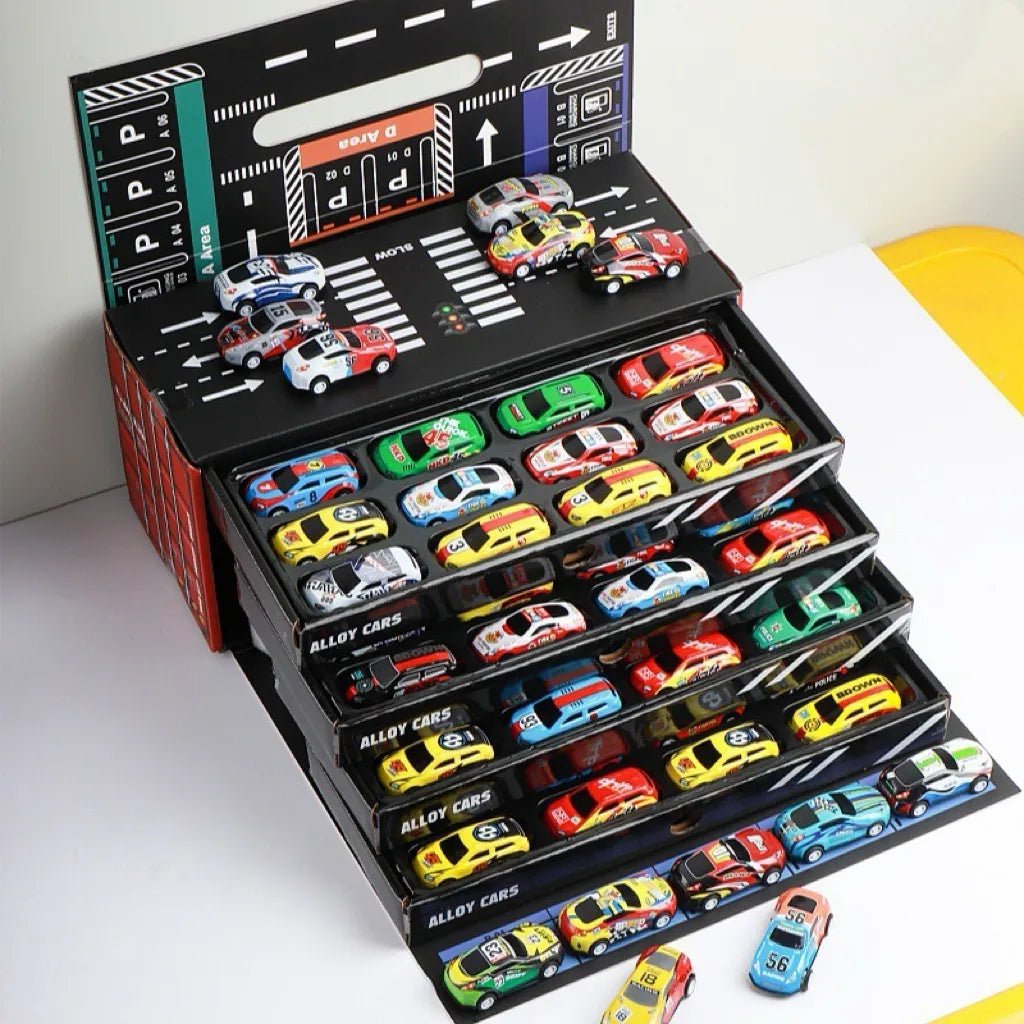 حاوية سيارات السباق للأطفال - 48 قطعة - KIDSBOX