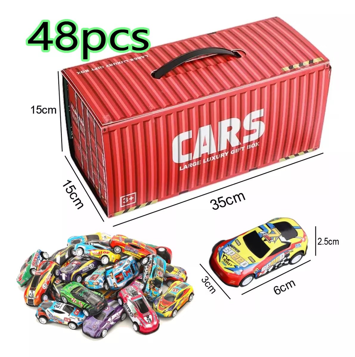 حاوية سيارات السباق للأطفال - 48 قطعة - KIDSBOX
