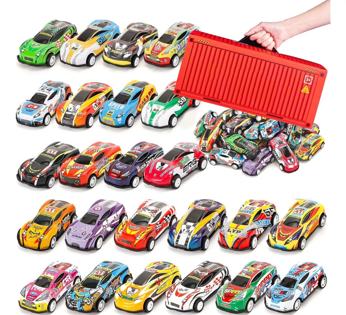 حاوية سيارات السباق للأطفال - 48 قطعة - KIDSBOX