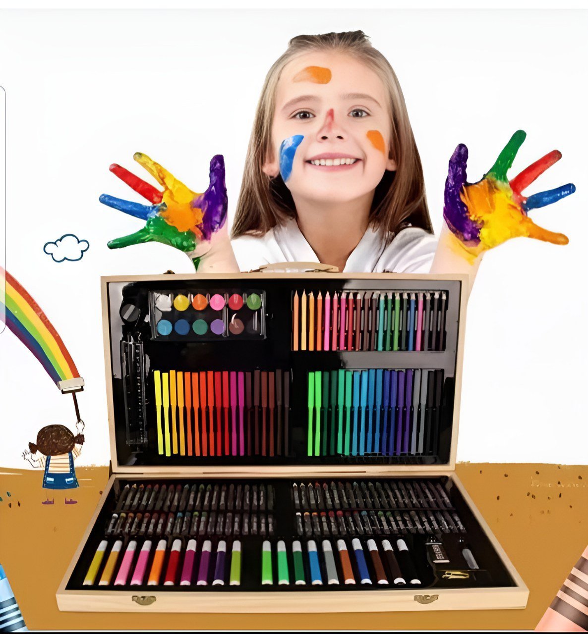 حقيبة ألوان خشبية فاخرة (حجم كبير) - KIDSBOX