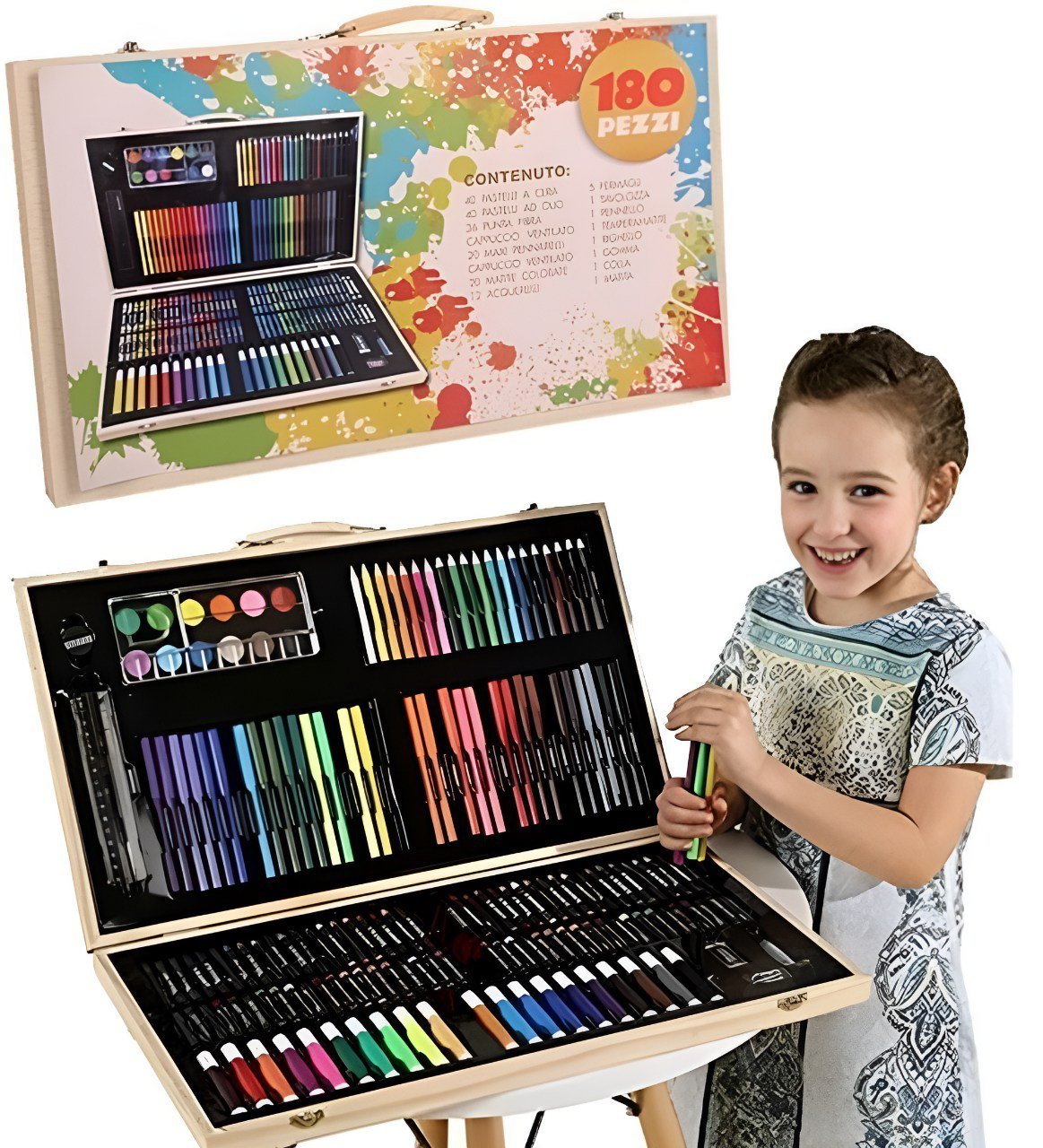 حقيبة ألوان خشبية فاخرة (حجم كبير) - KIDSBOX
