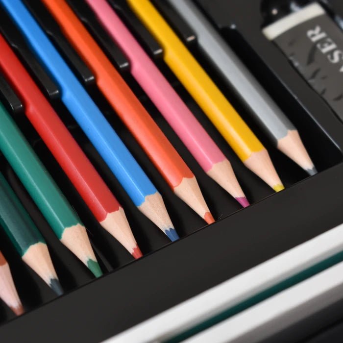 حقيبة الرسم الفني للأطفال - 136 قطعة (أزرق) - KIDSBOX