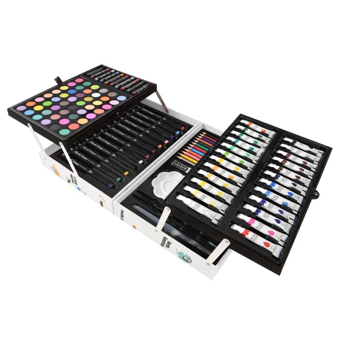 حقيبة الرسم الفني للأطفال - 136 قطعة (أزرق) - KIDSBOX