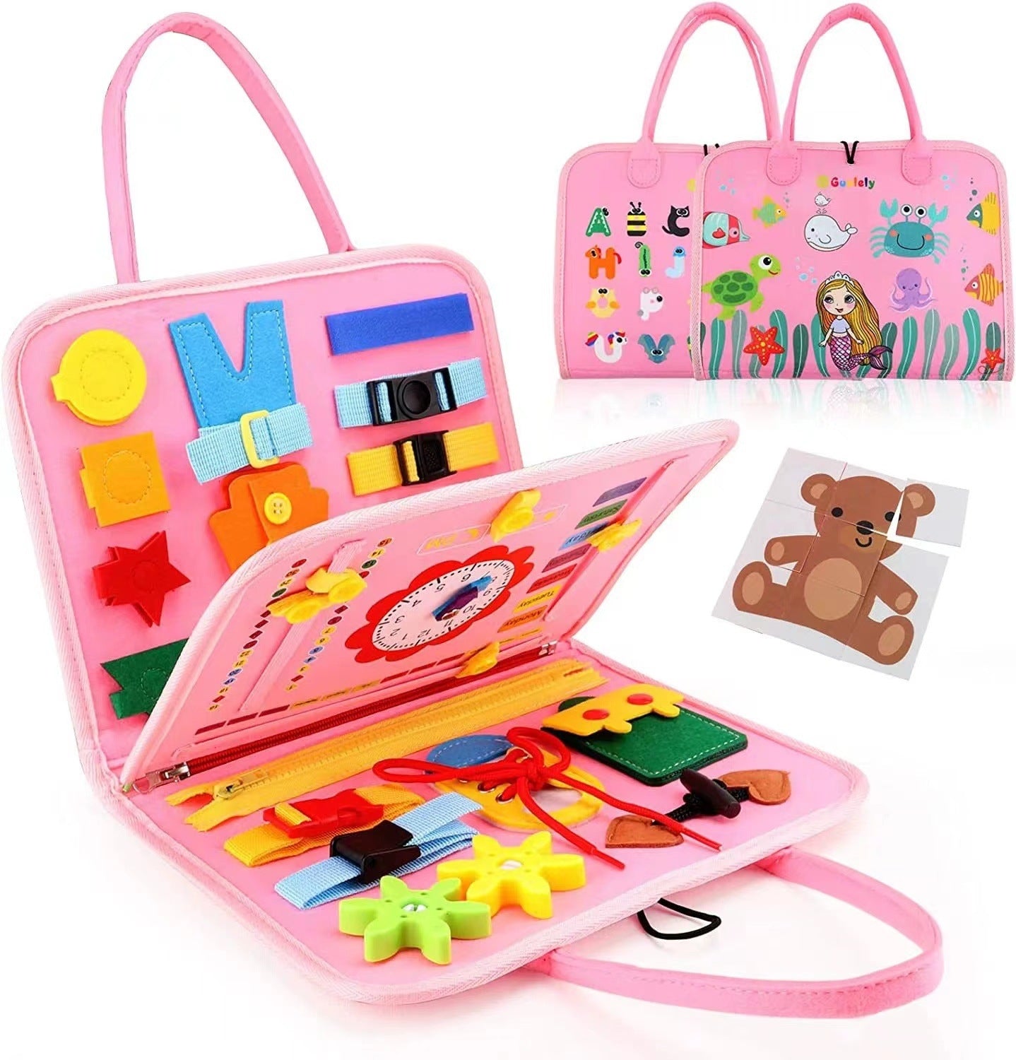 حقيبة مونتيسوري تعليمية تفاعلية - زهري - KIDSBOX
