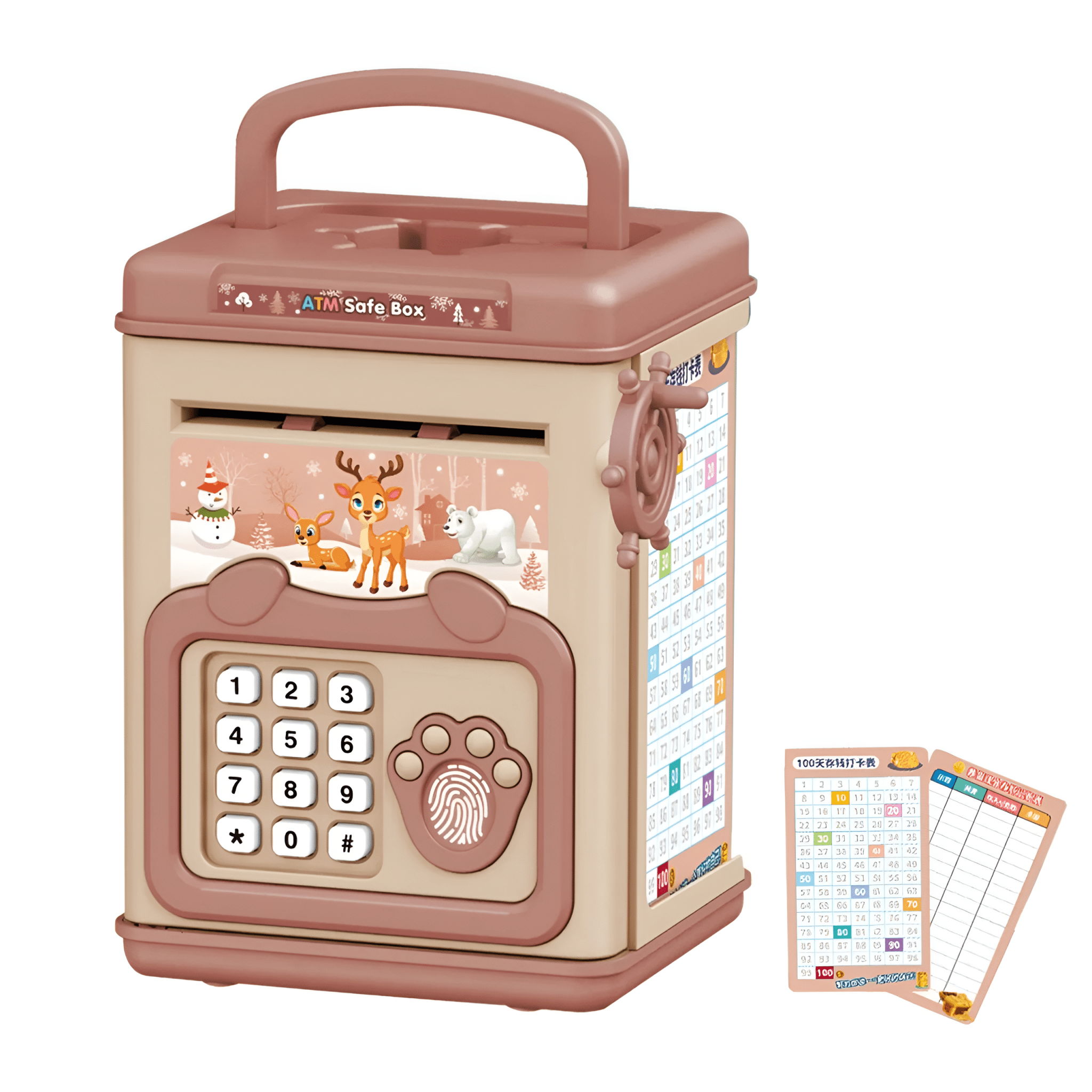 حصالة برمز سري وبصمة وسحب يدوي - شكل غزال - KIDSBOX