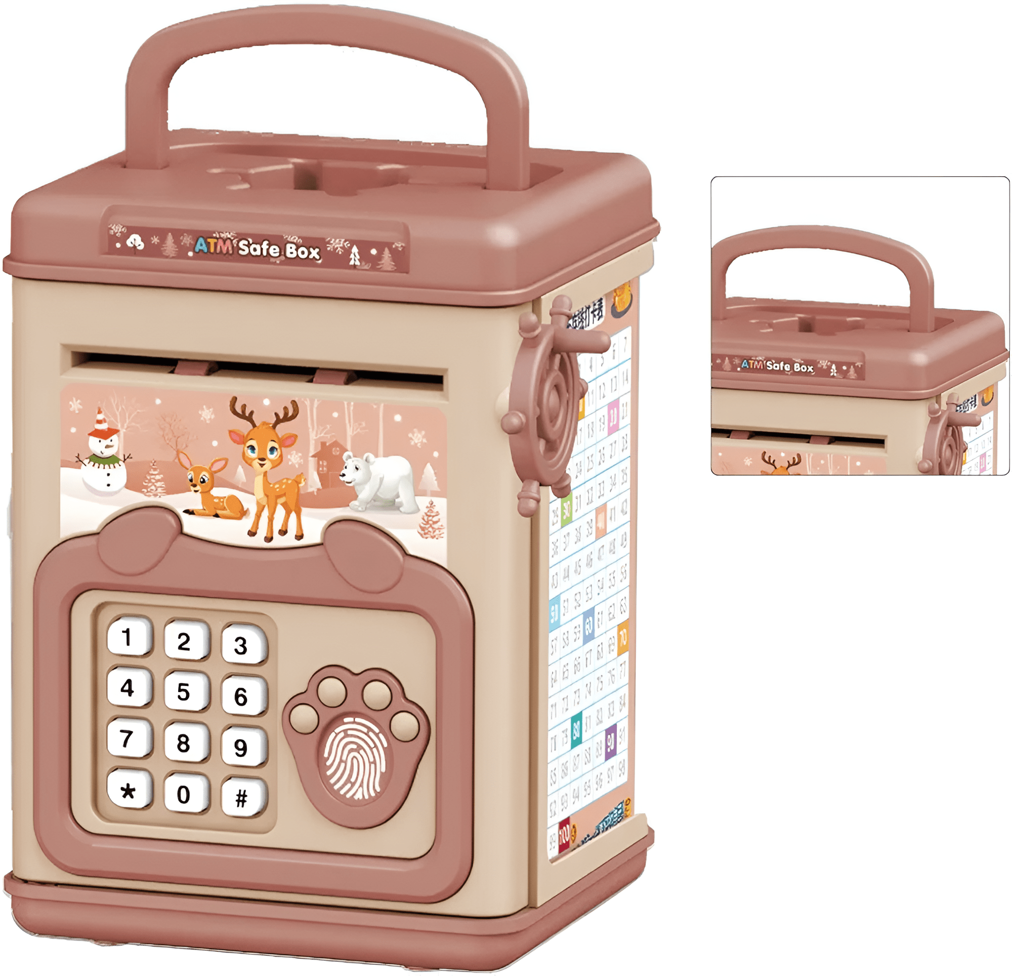 حصالة برمز سري وبصمة وسحب يدوي - شكل غزال - KIDSBOX