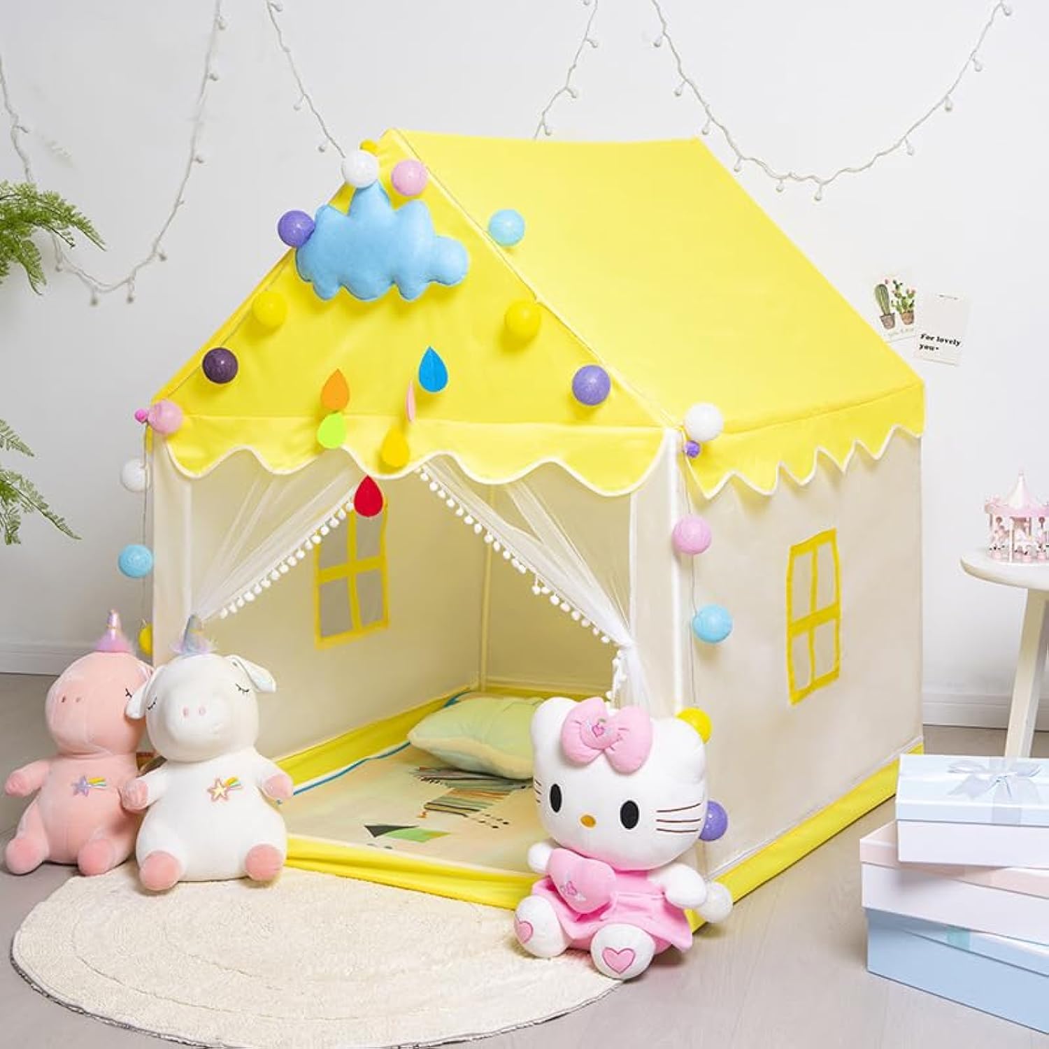 خيمة الأميرة للبنات لون أصفر - 10 كرات - KIDSBOX