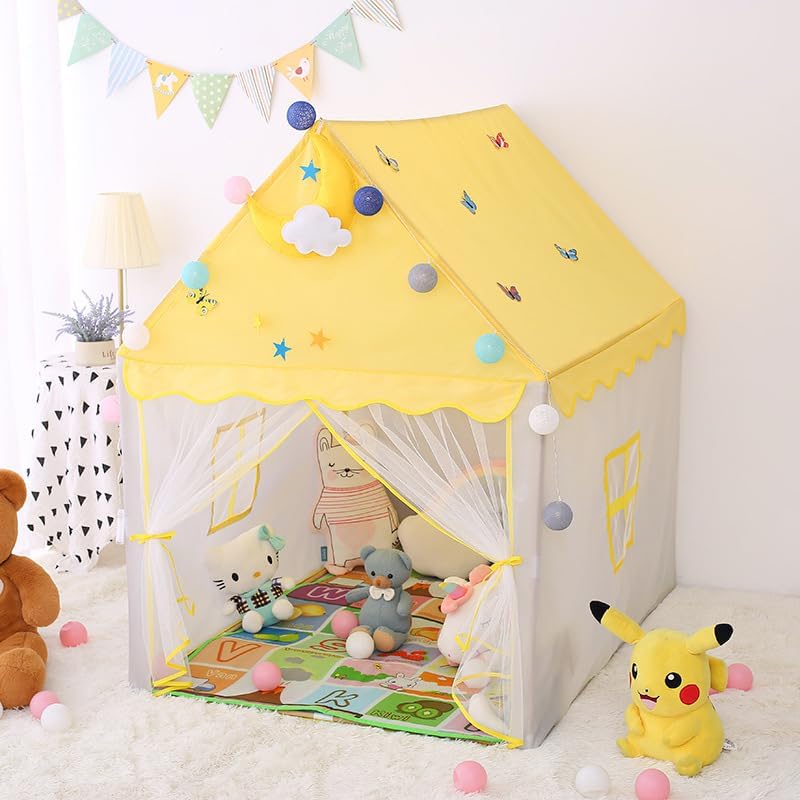 خيمة الأميرة للبنات لون أصفر - 10 كرات - KIDSBOX