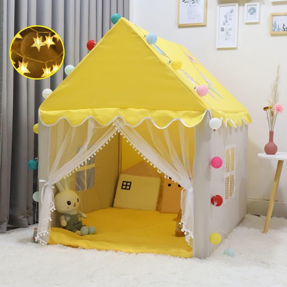 خيمة الأميرة للبنات لون أصفر - 10 كرات - KIDSBOX