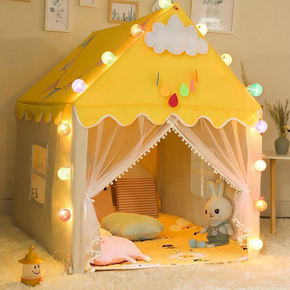 خيمة الأميرة للبنات لون أصفر - 10 كرات - KIDSBOX