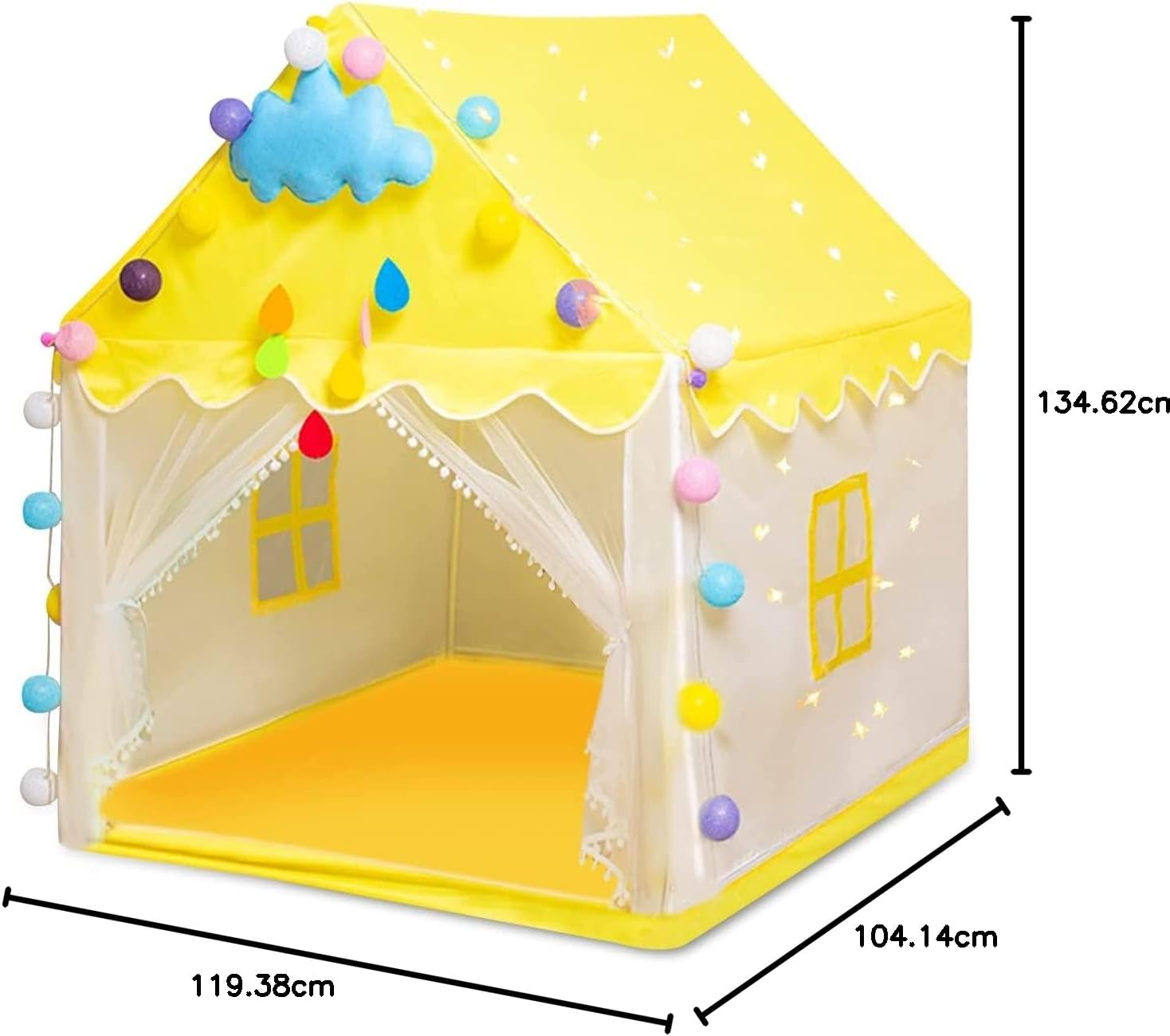 خيمة الأميرة للبنات لون أصفر - 10 كرات - KIDSBOX