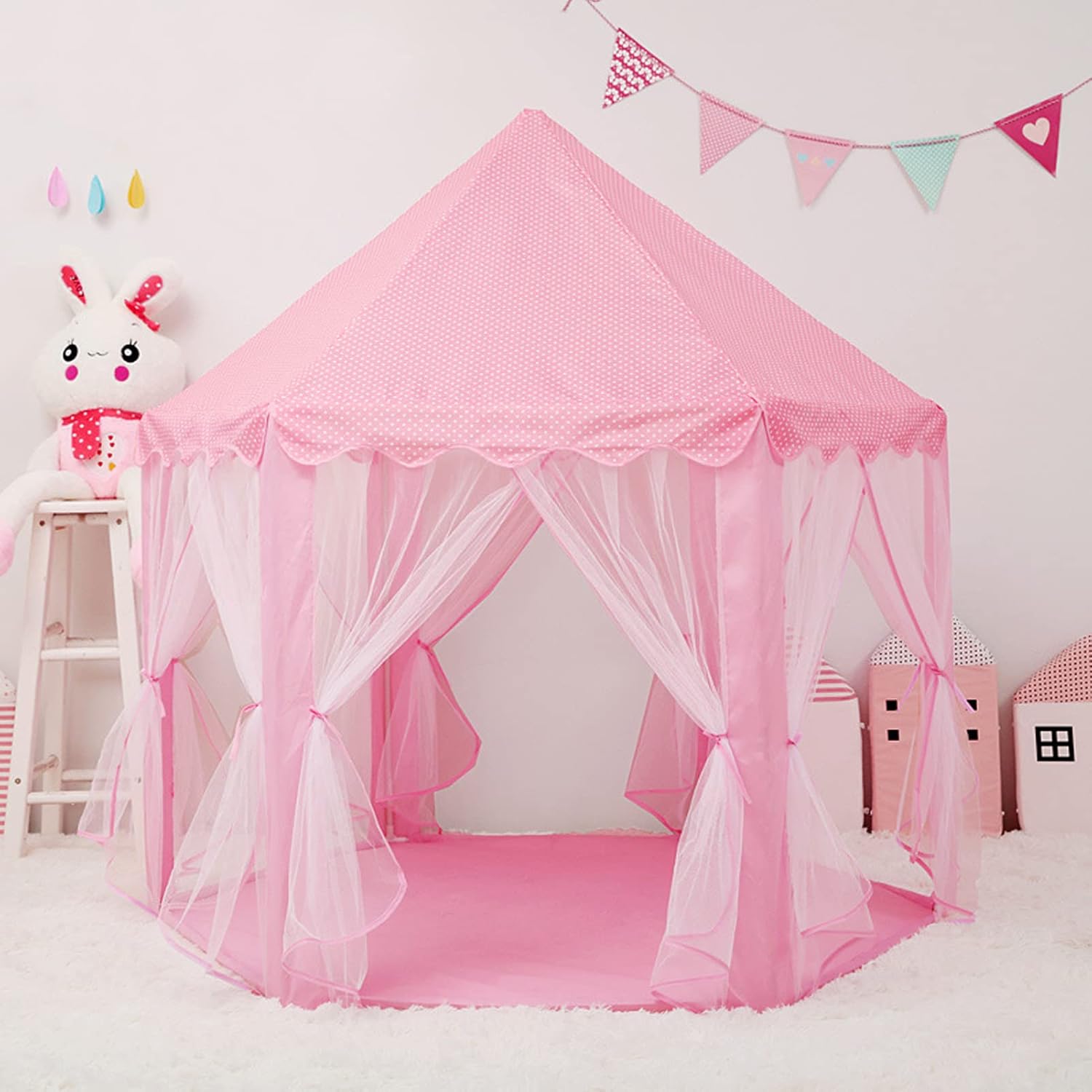 خيمة الأميرة للبنات لون زهري - 10 كرات - KIDSBOX