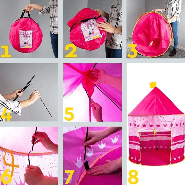خيمة هندية قابلة للطي لون زهري - 10 كرات - KIDSBOX
