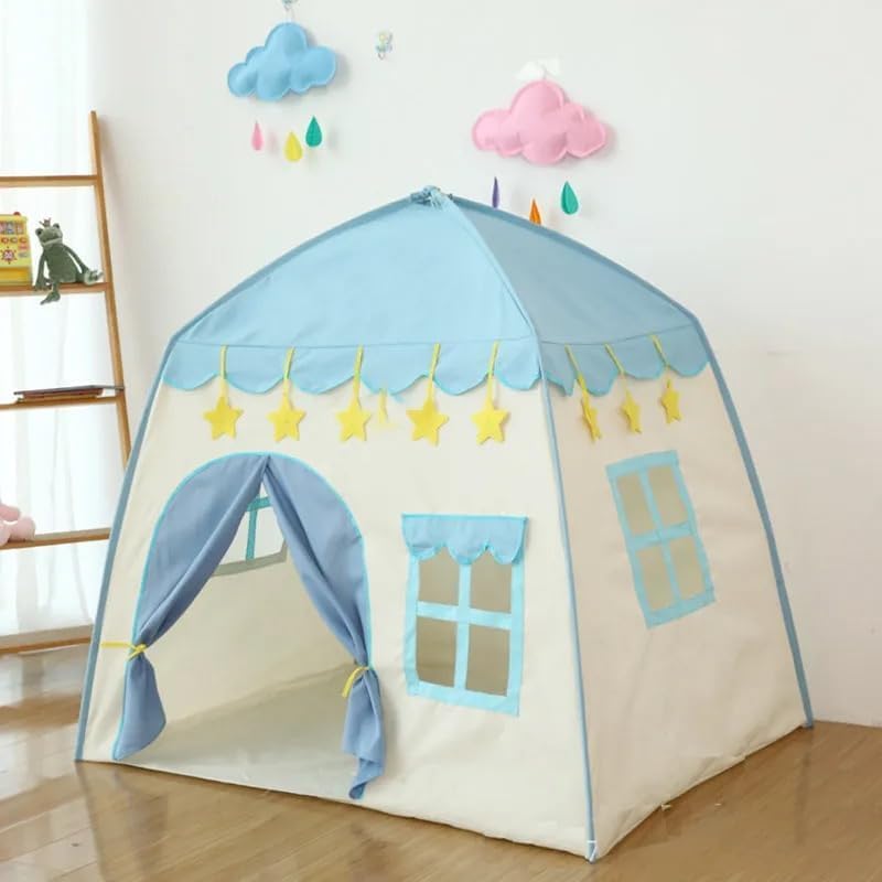 خيمة لعب بتصميم قلعة لون أزرق - 10 كرات - KIDSBOX