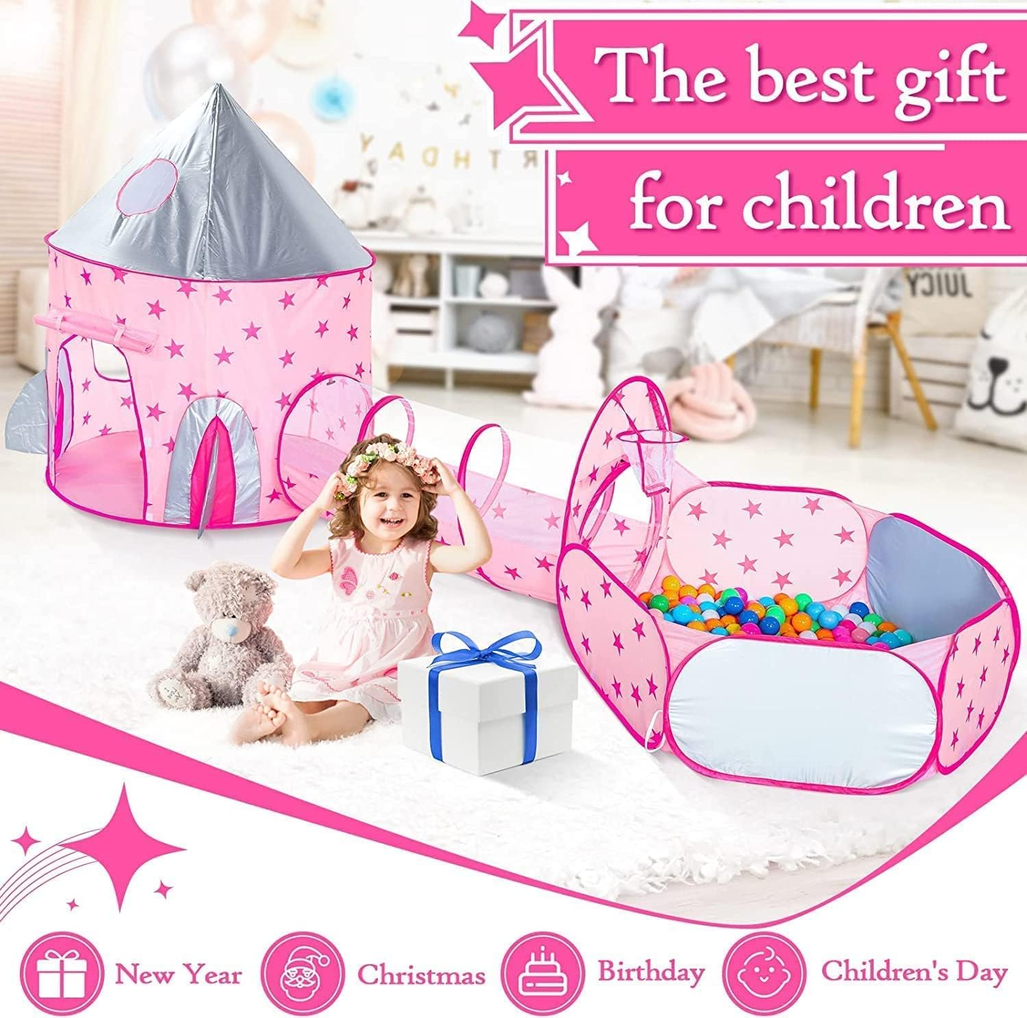 خيمة لعب للأطفال بتصميم قصر - KIDSBOX