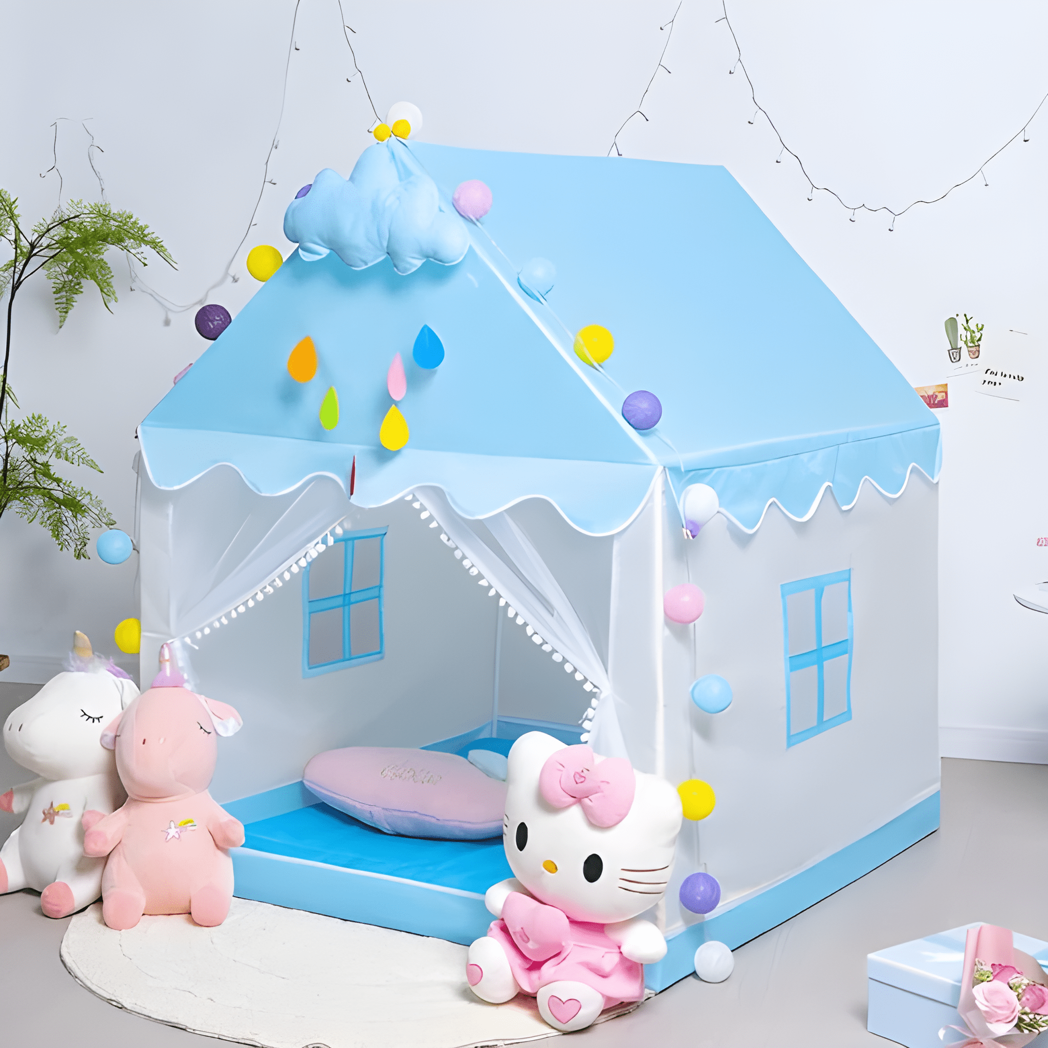 خيمة لعب للأطفال لون أزرق - 10 كرات - KIDSBOX