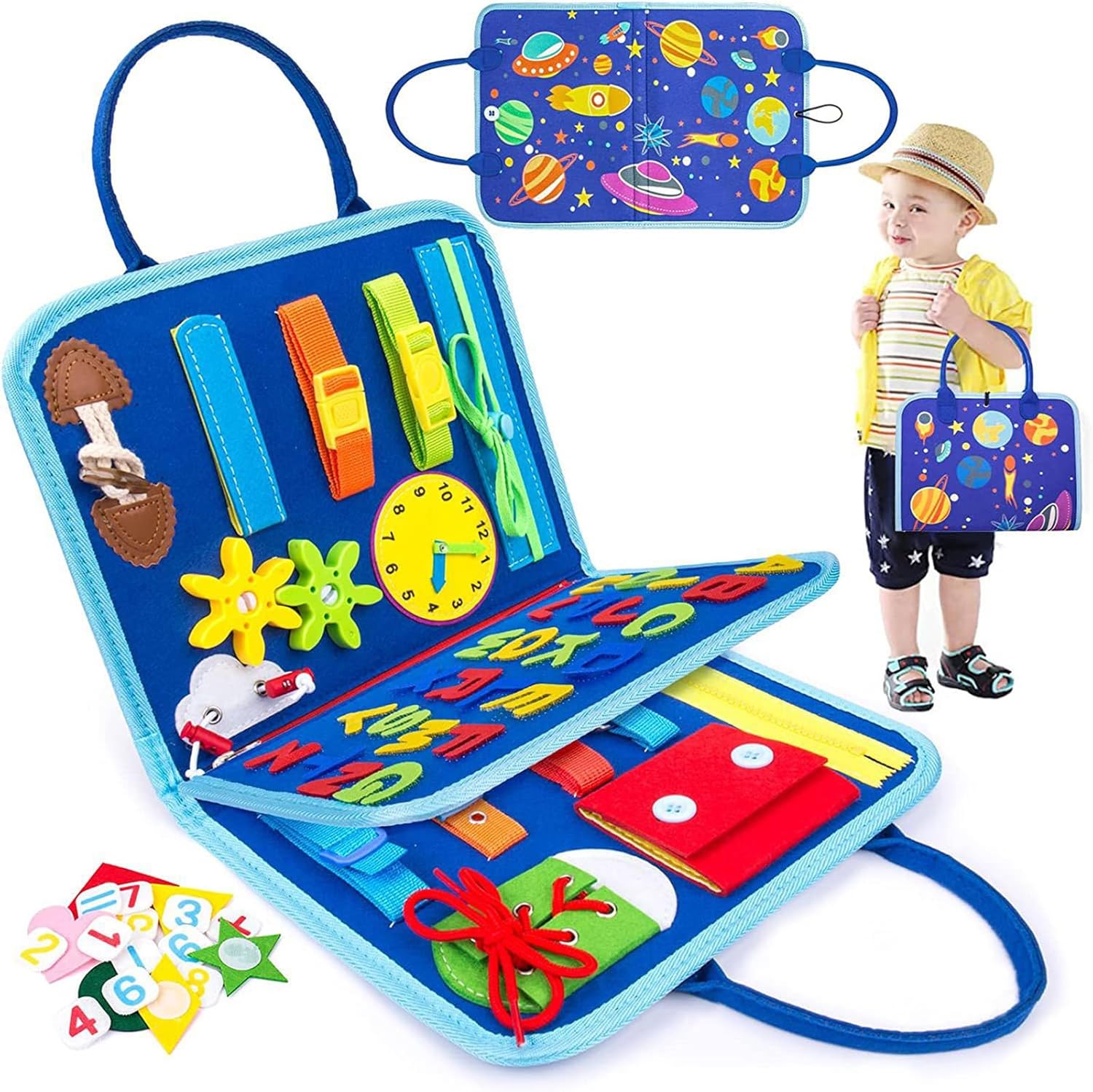 كتاب و حقيبة مونتيسوري تعليمية تفاعلية - أزرق - KIDSBOX