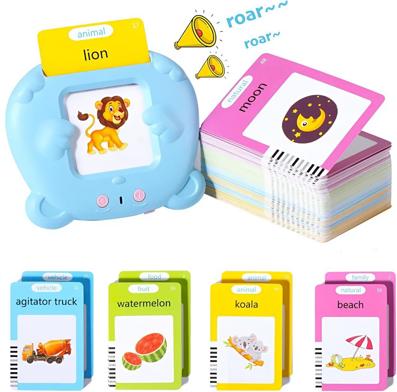 لعبة قارئة البطاقات التعليمية الممتعة للأطفال (لون أزرق) - KIDSBOX