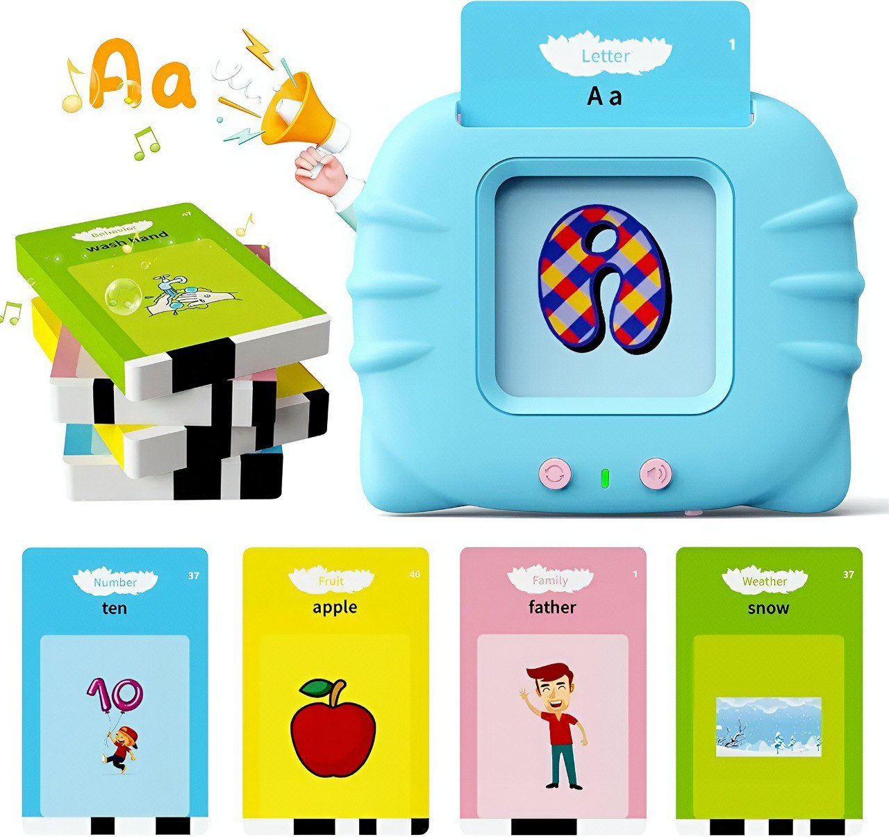 لعبة قارئة البطاقات التعليمية الممتعة للأطفال (لون أزرق) - KIDSBOX