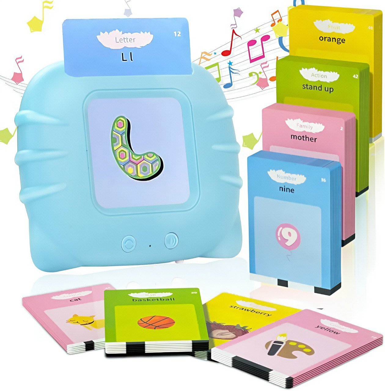لعبة قارئة البطاقات التعليمية الممتعة للأطفال (لون أزرق) - KIDSBOX