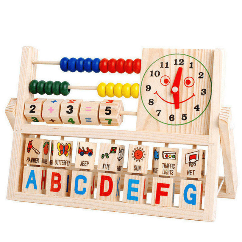 لوح الاعداد الخشبي مع ساعة - KIDSBOX