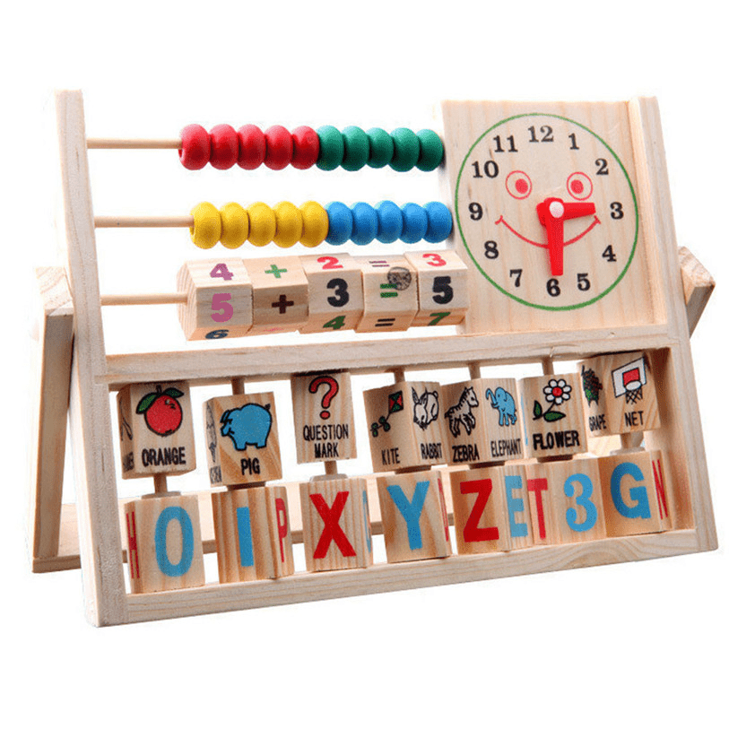 لوح الاعداد الخشبي مع ساعة - KIDSBOX