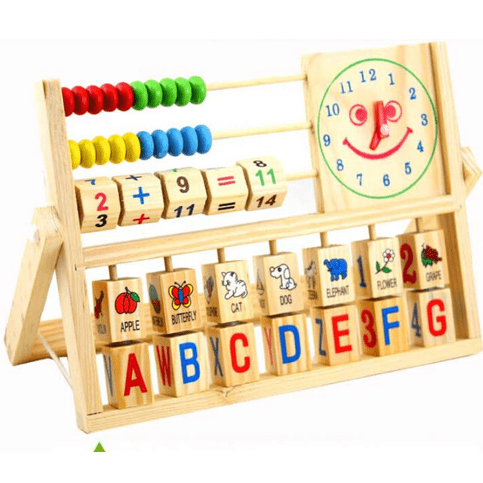 لوح الاعداد الخشبي مع ساعة - KIDSBOX
