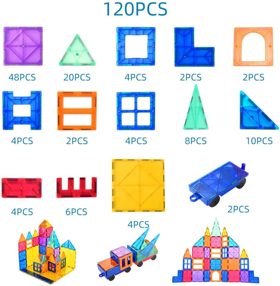 مجموعة البناء المغناطيسية 120 قطعة (حجم 7.5 سم) - KIDSBOX