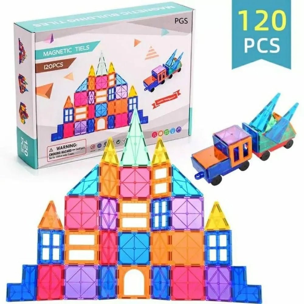 مجموعة البناء المغناطيسية 120 قطعة (حجم 7.5 سم) - KIDSBOX