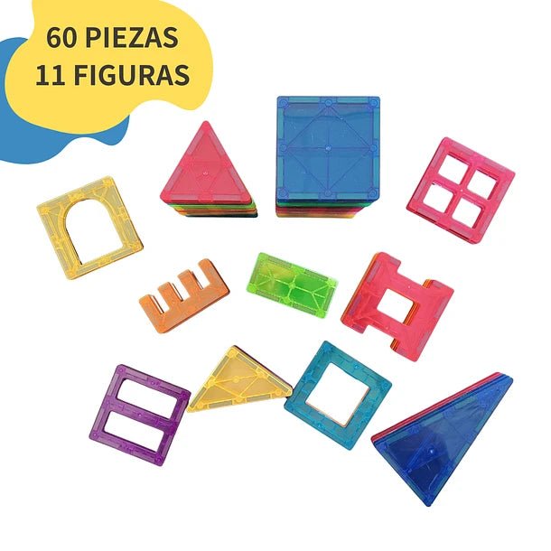 مجموعة البناء المغناطيسية 60 قطعة (حجم 7.5 سم) - KIDSBOX