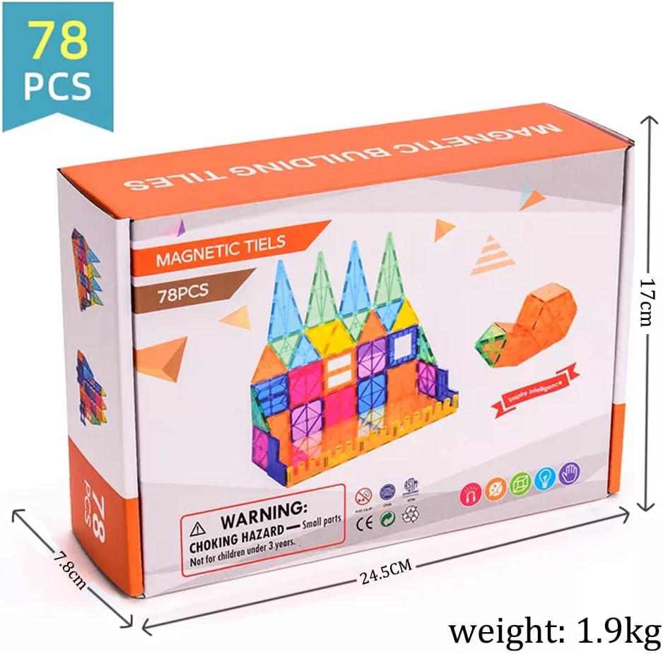 مجموعة البناء المغناطيسية 78 قطعة (حجم 7.5 سم) - KIDSBOX